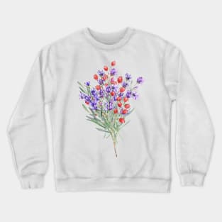 Floral Shirt, Red Berry Levander Flower T Shirt Crewneck Sweatshirt